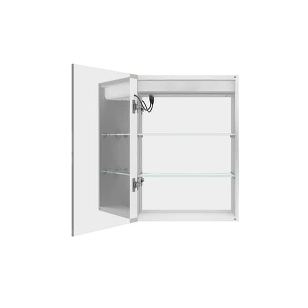 Unbranded 20 in. W x 28 in. H Rectangular Silver Aluminum Recessed or Surface Mount Medicine Cabinet with Mirror