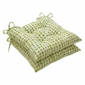 19 x 18.5 Outdoor Dining Chair Cushion in Green/Ivory (Set of 2)