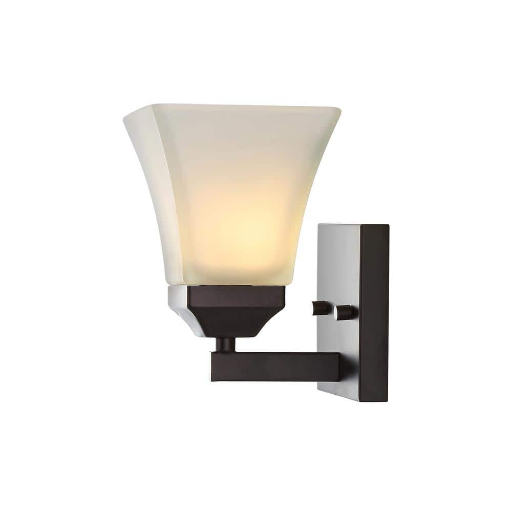Staunton 5" Oil-Rubbed Bronze Vanity Light with White Glass Shade