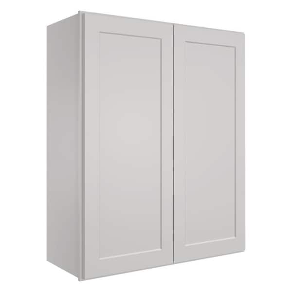 HOMEIBRO 24 in. W x 42 in. H x 12 in. D White Shaker Ready to Assemble Wall Kitchen Cabinet 1 Door