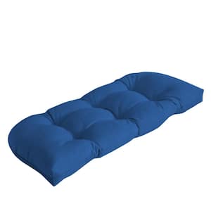 41.5 in. x 18 in. Cobalt Blue Texture Rectangle Outdoor Bench Cushion