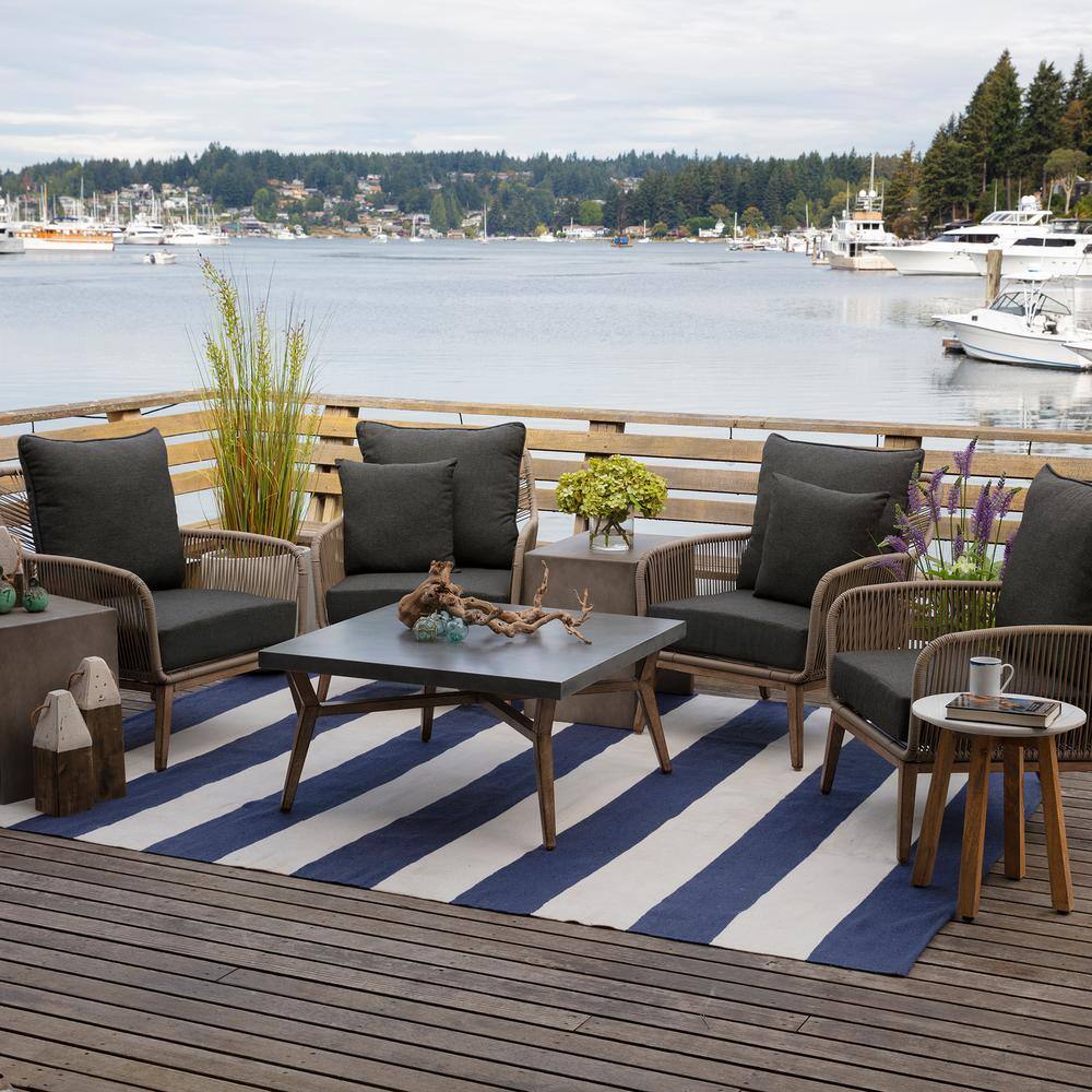 Ink Charcoal Black Recycled Fabric Outdoor Cushion Set