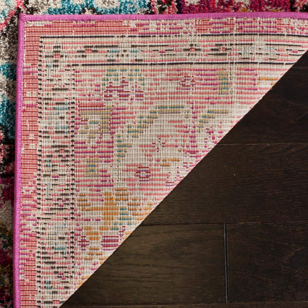 Pink and Multi Synthetic Boho Medallion Rectangle Rug