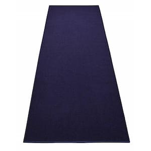 Rubber Collection Solid Navy Blue 26 in. Width x Your Choice Length Custom Size Runner Rug