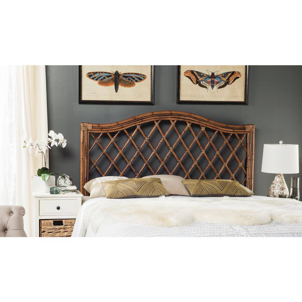 Transitional Full Wicker Headboard in Rich Brown