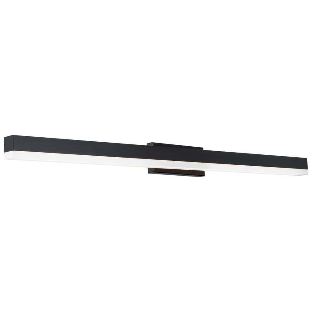Styx Modern Black Clear Glass Dimmable LED Bath Bar Large
