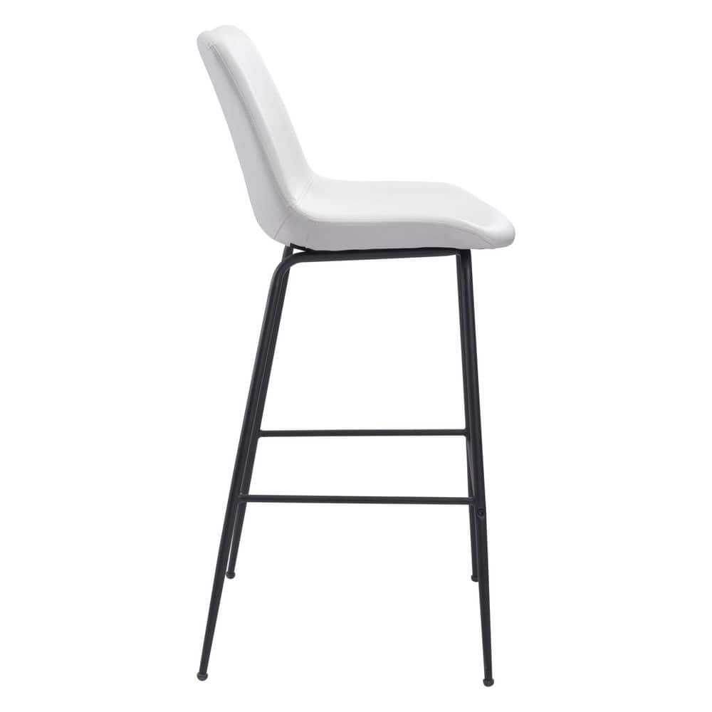Byron Contemporary White Leather & Metal Bar Stool