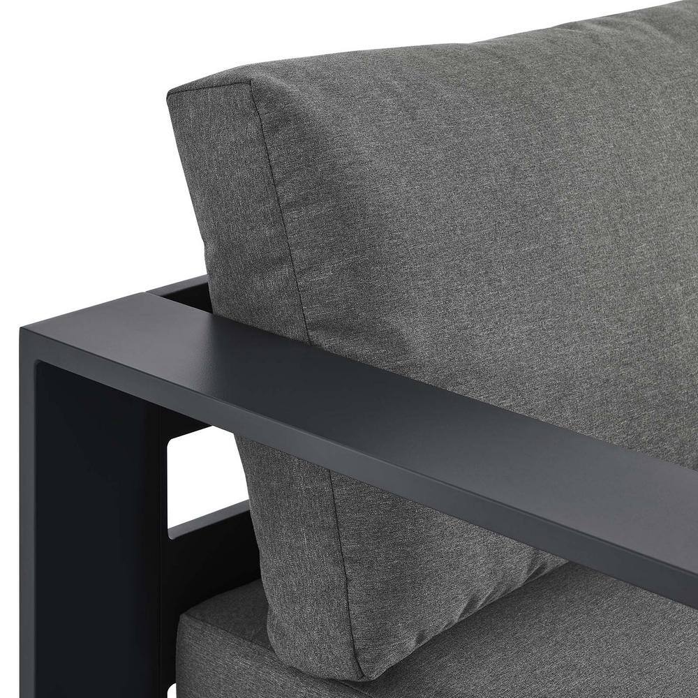 Gray Charcoal Aluminum Outdoor Chaise Lounge with Cushions