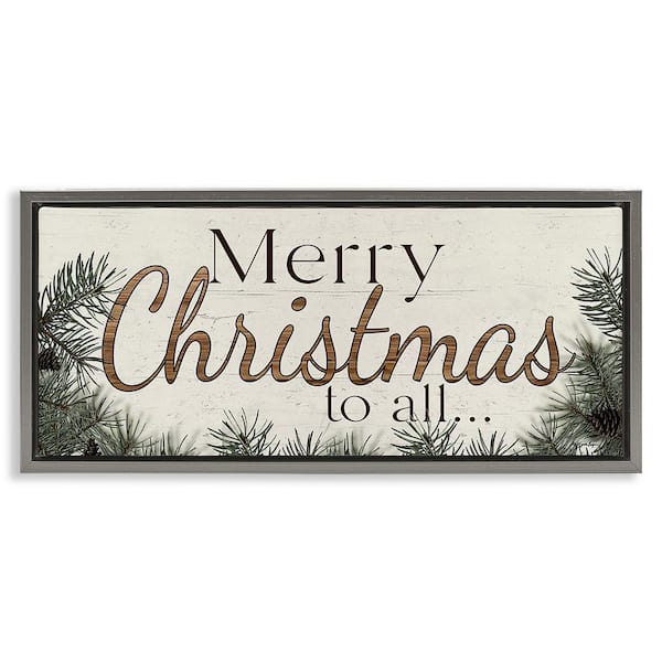 Woodland Christmas Typography by Susie Boyer 1-Piece Floater Frame Graphic Print Typography Art Print 31 in. x 15 in.