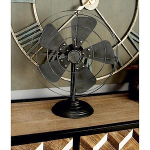 8 in. x 18 in. Black Metal Fan Sculpture