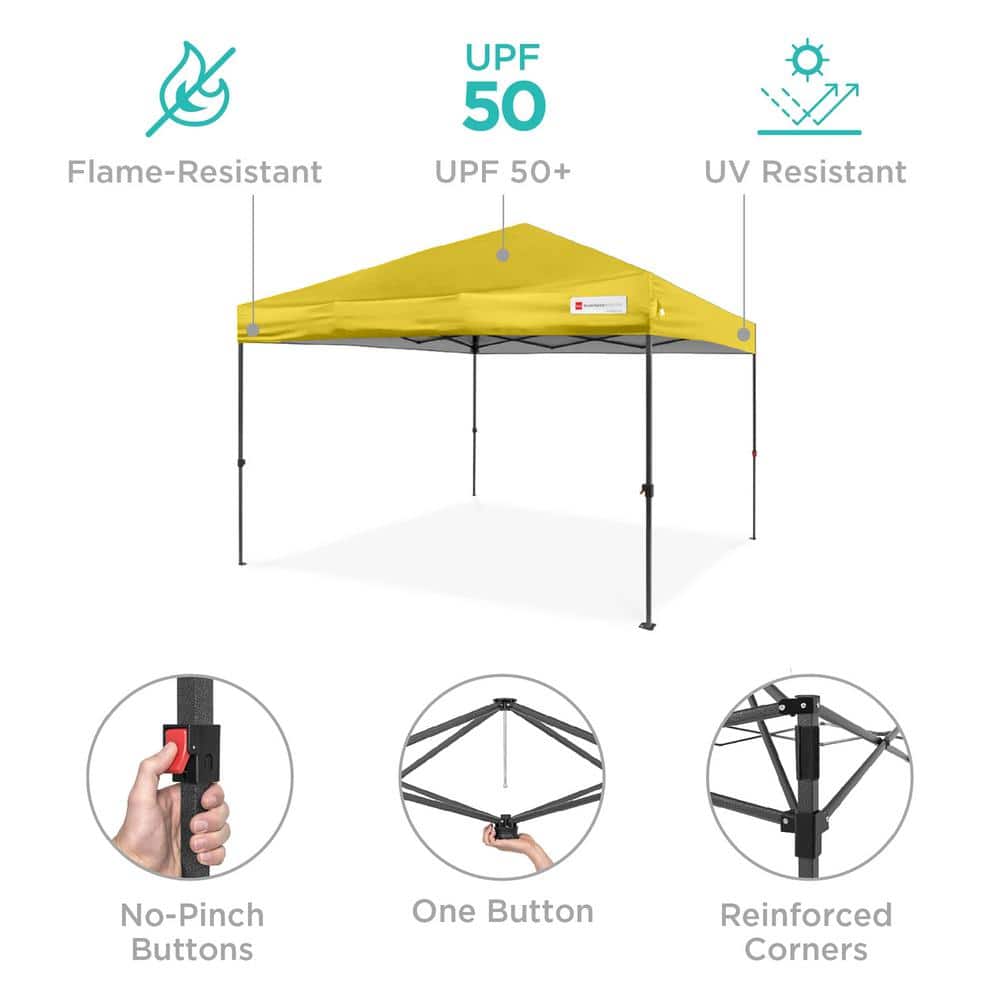 Yellow 12x12ft Adjustable Height Pop-Up Canopy Tent with Storage Bag