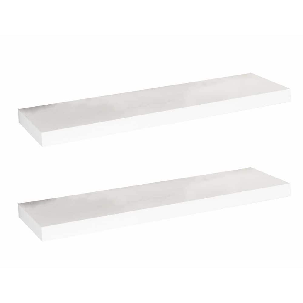 30 in. W x 6.7 in. D White Floating Shelves (Set of 2) Decorative Wall Shel