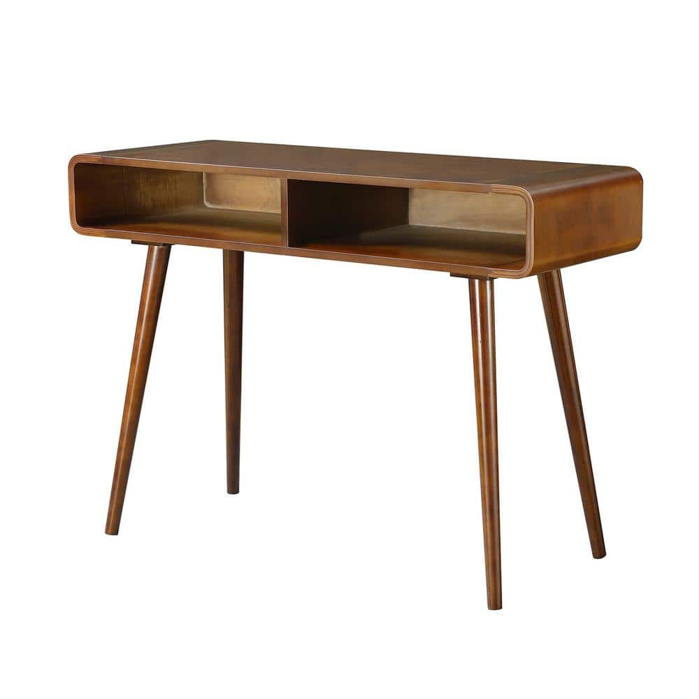 Mid-Century Espresso Napa Console Table with Open Cubbies
