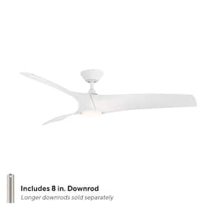 Zephyr 52 in. Smart Indoor/Outdoor 3-Blade Ceiling Fan Matte White with 3000K LED and Remote Control