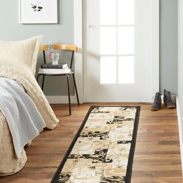 Optimum Byron Black/Beige 2 ft. x 7 ft. Geometric Runner Area Rug