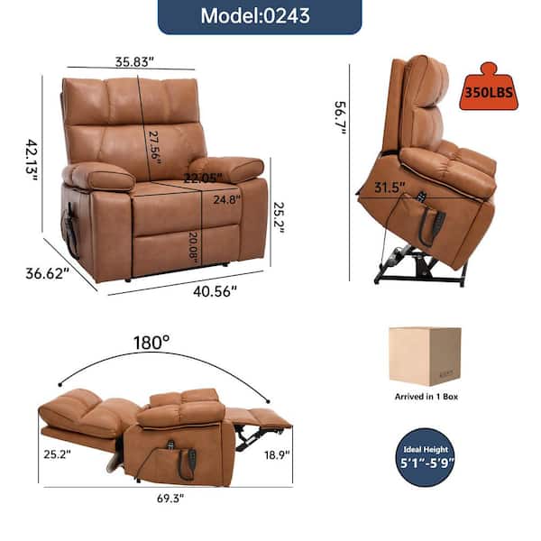 aisword Caramel Oversized Dual Motor Genuine Leather Power Lift