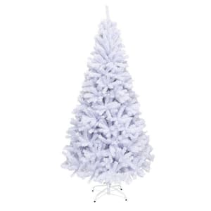 6 ft. Snow White Unlit Hinged Artificial Christmas Tree with Metal Stand