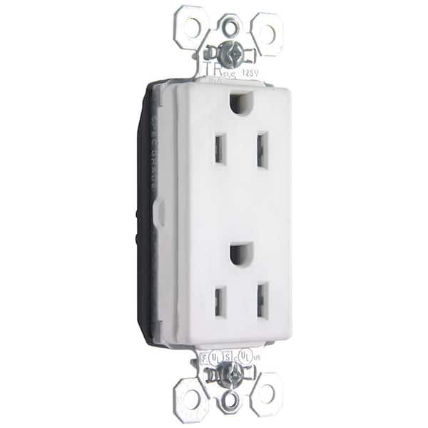 PlugTail 15 Amp Tamper Resistant Decorator Outlet, White