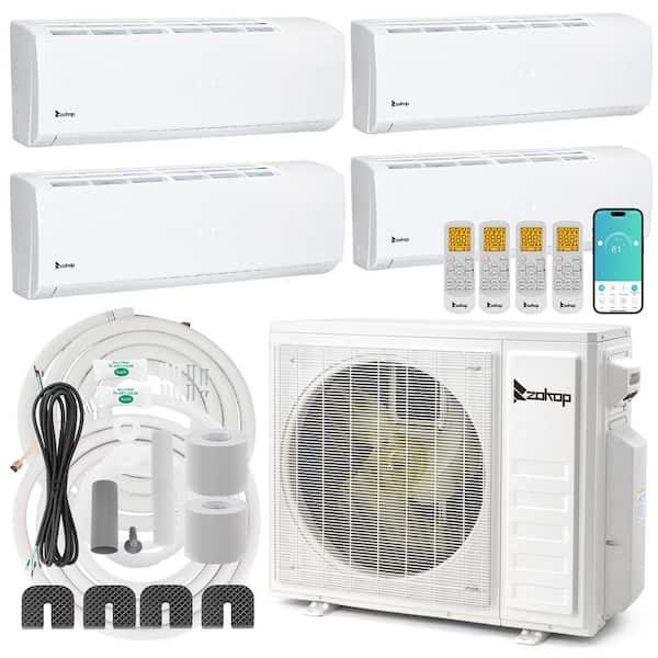 20 SEER2 38,000 BTU 3-Ton 4-Zone WiFi Ductless Mini Split Air Conditioner with Heat Pump 9K Plus 9K Plus 9K Plus 9K