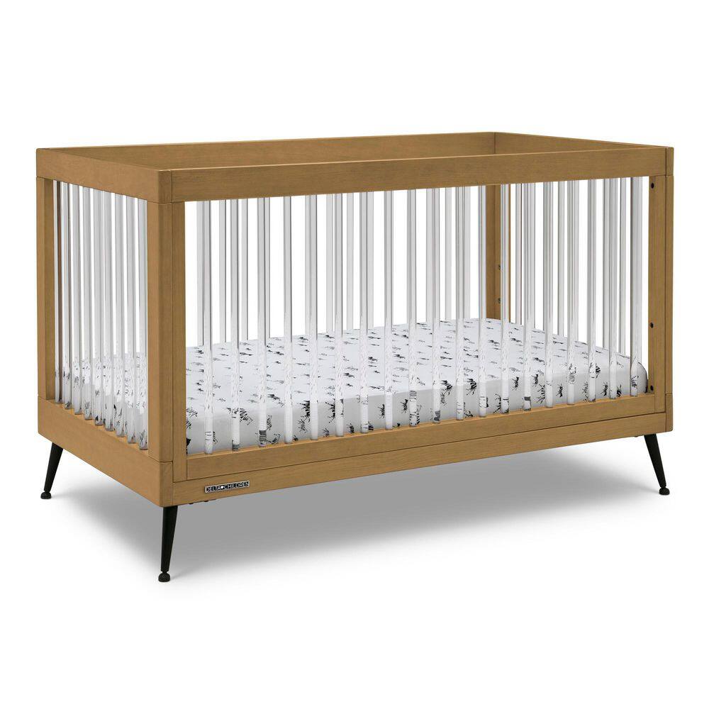 Acorn Matte Black Acrylic Convertible Crib with Metal Feet