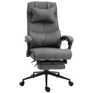 26" x 27.25" x 48.5" Dark Grey Polyester Swivel Executive Chair with Arms