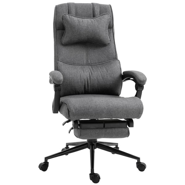 Vinsetto 26" x 27.25" x 48.5" Dark Grey Polyester Swivel Executive Chair with Arms