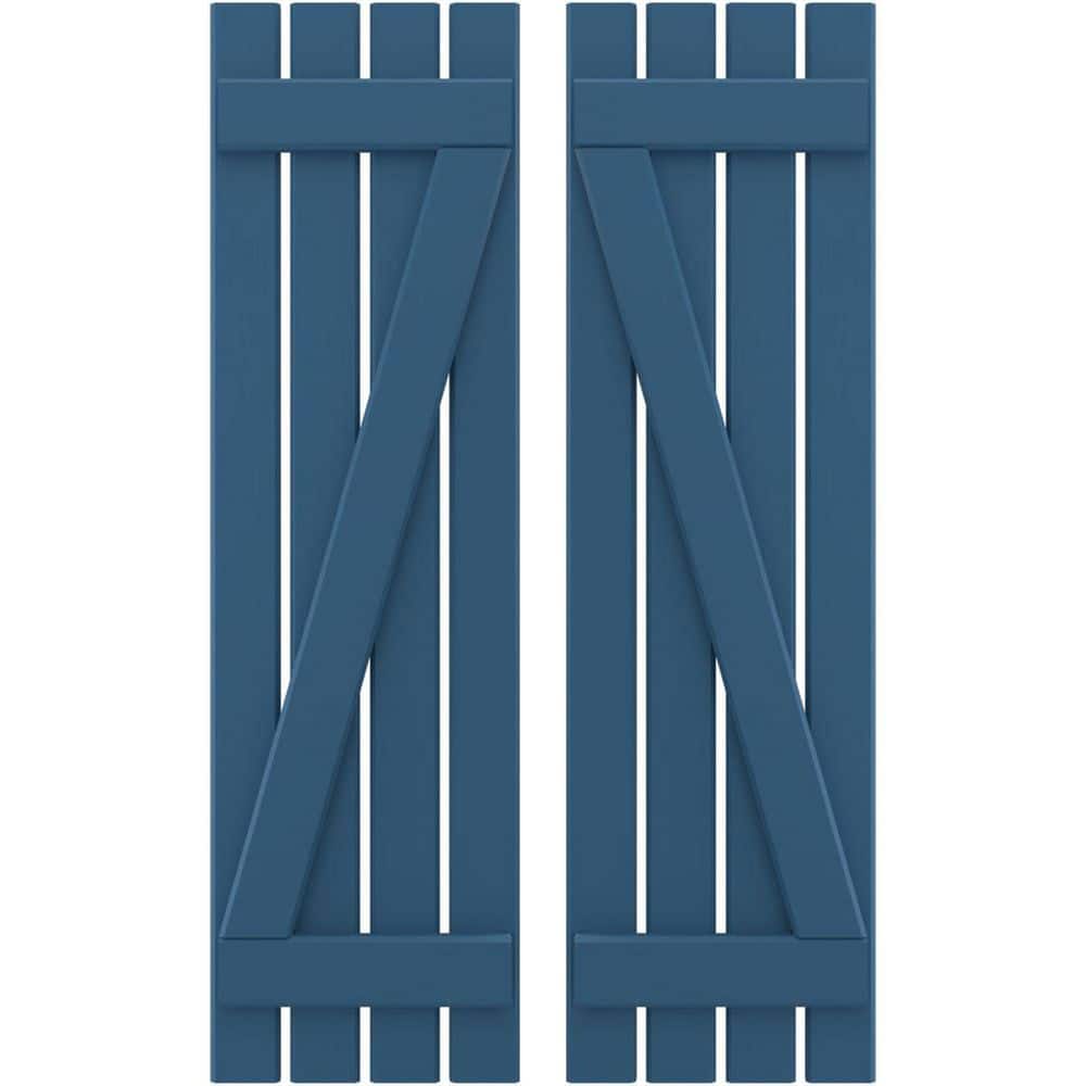 15-1/2-in W x 55-in H Americraft 4 Board Exterior Real Wood Spaced Board and Batten Shutters w/Z-Bar Sojourn Blue price history on PriceWatchPro