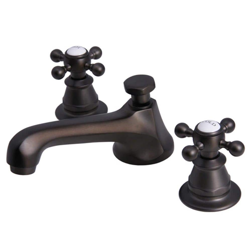 Oil Rubbed Bronze Widespread Bathroom Faucet with Cross Handles