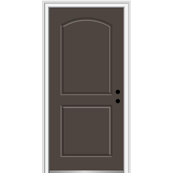 MMI Door 36 in. x 80 in. Left-Hand Inswing 2-Panel Archtop Classic Painted Fiberglass Smooth Prehung Front Door