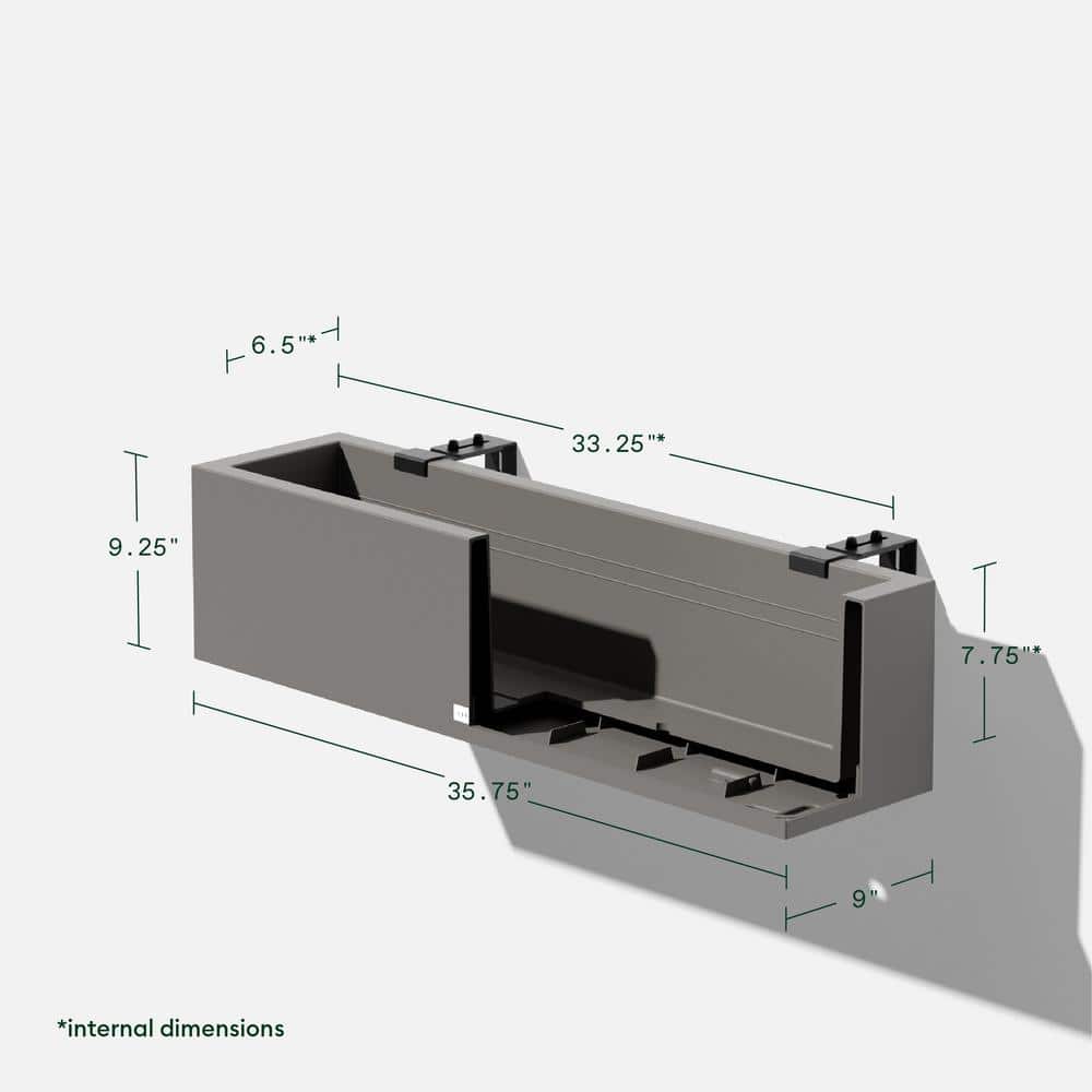 Gray Recycled Plastic Railing Window Box Planter