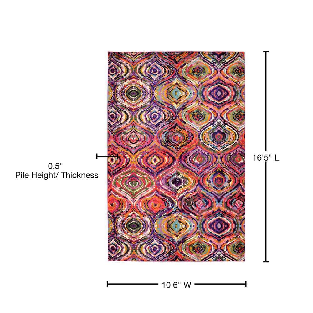 Colorful Abstract Rectangular Synthetic Area Rug