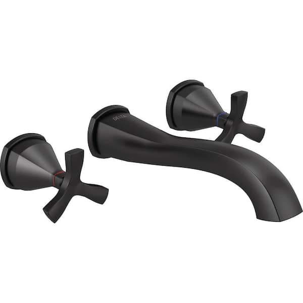 Stryke 2-Handle Wall Mount Bathroom Faucet Trim Kit in Matte Black (Valve Not Included)