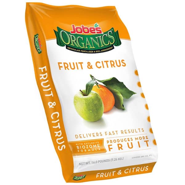 Jobe's Organics 16 lb. Organic Fruit and Citrus Plant Food Fertilizer with Biozome, OMRI Listed