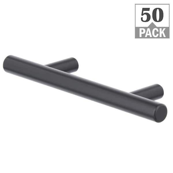 Everbilt Stainless Bar 3 in. (76 mm) Matte Black Classic Cabinet Pull (50-Pack)