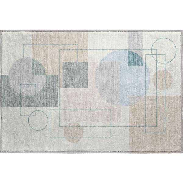 Mayfield Premium Machine Washable Abstract AMF2500 Ivory 2 ft. x 3 ft. Accent Rug