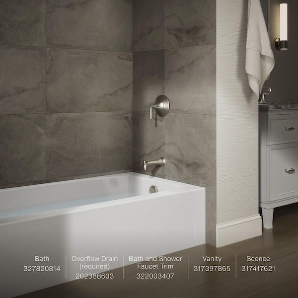 Elmbrook 60 in. x 32 in. Soaking Bathtub with Right-Hand Drain in White