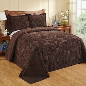 Ashton 3-Piece 100% Cotton Chocolate Full Medallion Design Bedspread Coverlet Set