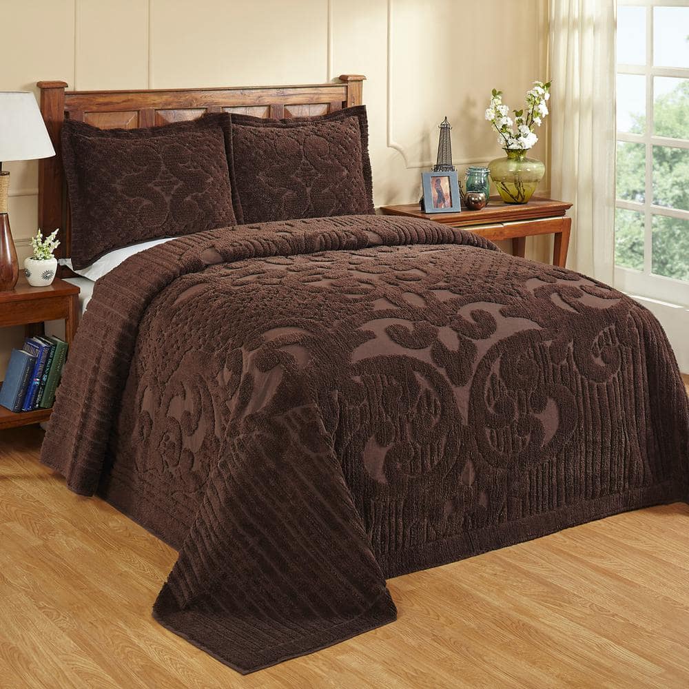 Kingtex Pintuck Quilt Cover Set Chocolate Queen