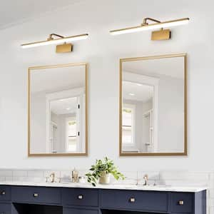 Nimbus 27.6 in.W 1-Light Brass Integrated LED Bathroom Vanity Light Bar with Frosted Acrylic Shade in 6000K Cool White