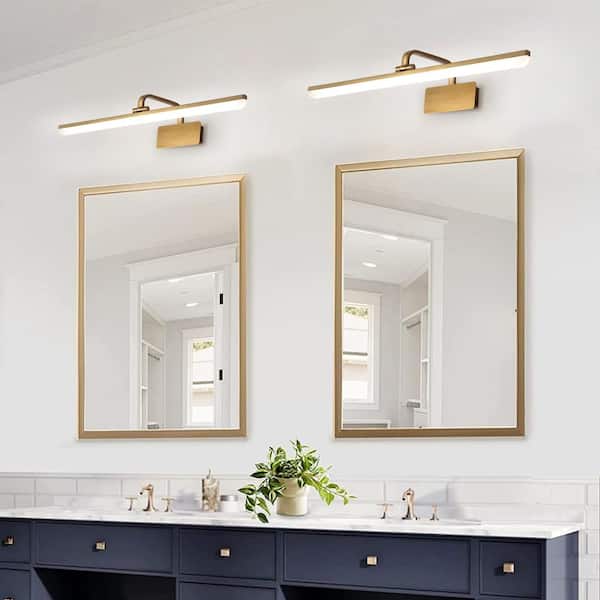 Nimbus 27.6 in. W 1-Light Brass Integrated LED Bathroom Vanity Light Bar with Rotable Acrylic Shade in 6000K Cool White