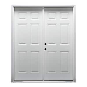 72 in. x 80 in. Right-Hand Inswing Classic 6-Panel Primed Steel Prehung Front Door with Brickmould