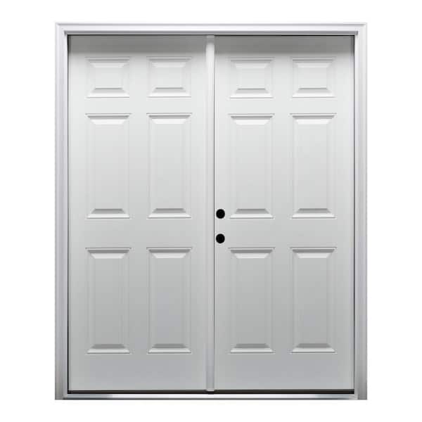 MMI Door 72 in. x 80 in. Right-Hand Inswing Classic 6-Panel Primed Steel Prehung Front Door with Brickmould