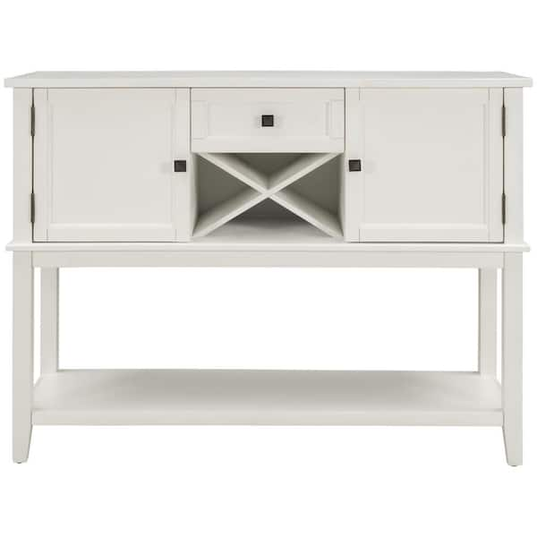 white console table with wine rack