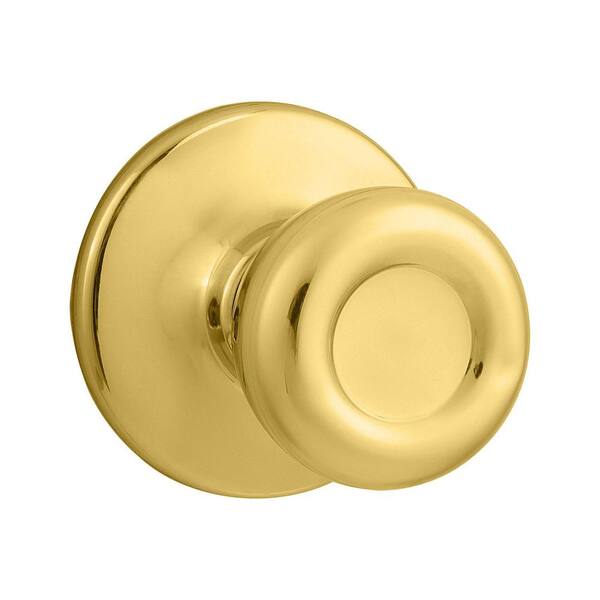 Kwikset Security Tylo Polished Brass Interior Bed/Bath Privacy Door Knob  with Antimicrobial Technology in the Door Knobs department at