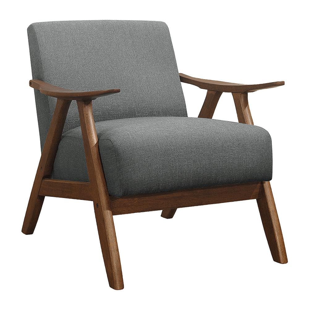 Ocala Gray Fabric Upholstery Solid Wood Frame Accent Chair
