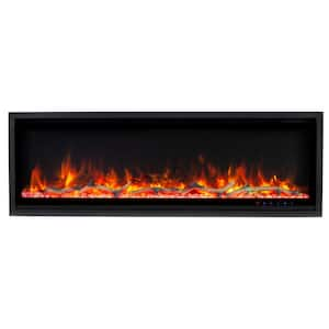 Kennedy II 50 in. Commercial Grade Recessed or Wall mount Electric Fireplace in Black