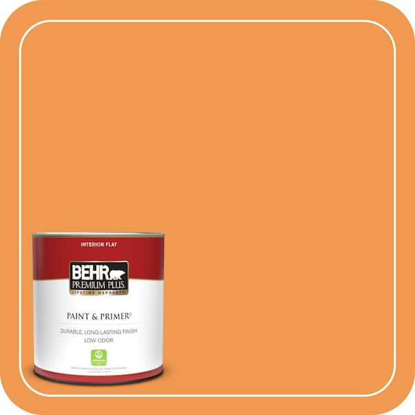 BEHR PREMIUM PLUS 1 qt. #270B-6 Autumn Orange Flat Low Odor Interior Paint & Primer