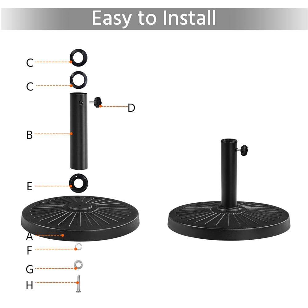 Black Metal Outdoor Patio Umbrella Base Stand