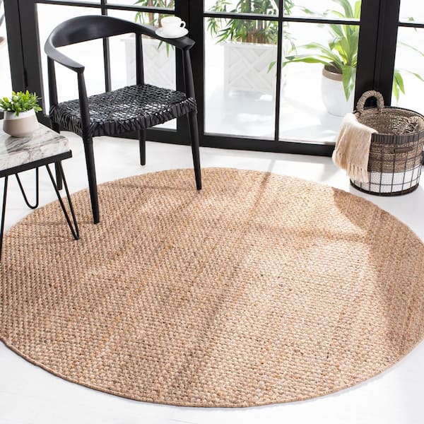 Natural Fiber 5 ft. x 5 ft. Natural Solid Color Round Area Rug