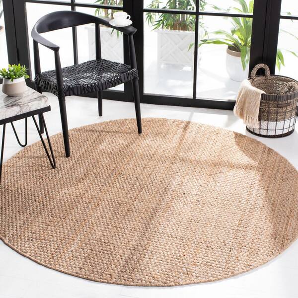 Natural Fiber 6 ft. x 6 ft. Natural Solid Color Round Area Rug